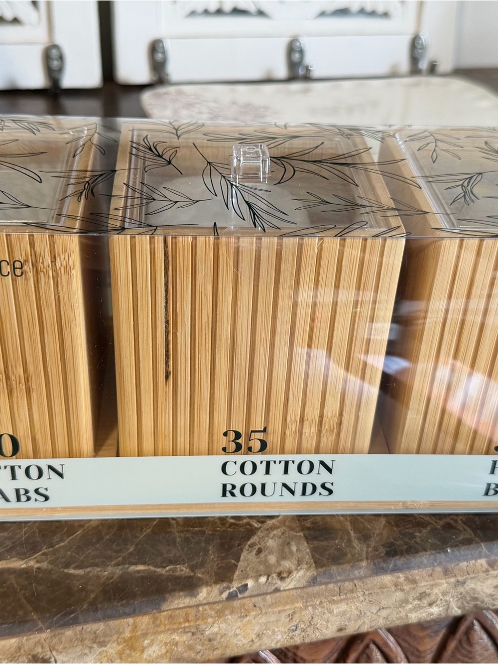 Natural Bamboo Cotton Rounds, q-tips and more Organizer. Brand new.